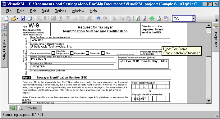 Application screenshot. First try - draft look